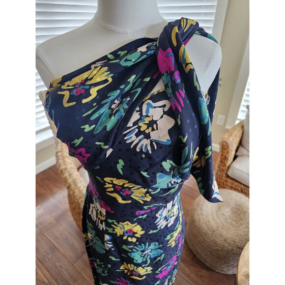 Emanuel Ungaro 80's Vintage Silk Floral Dress Women's Size 10 Made in Italy - Picture 2 of 16